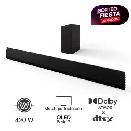 Front view of LG Soundbar SG10TY and Subwoofer