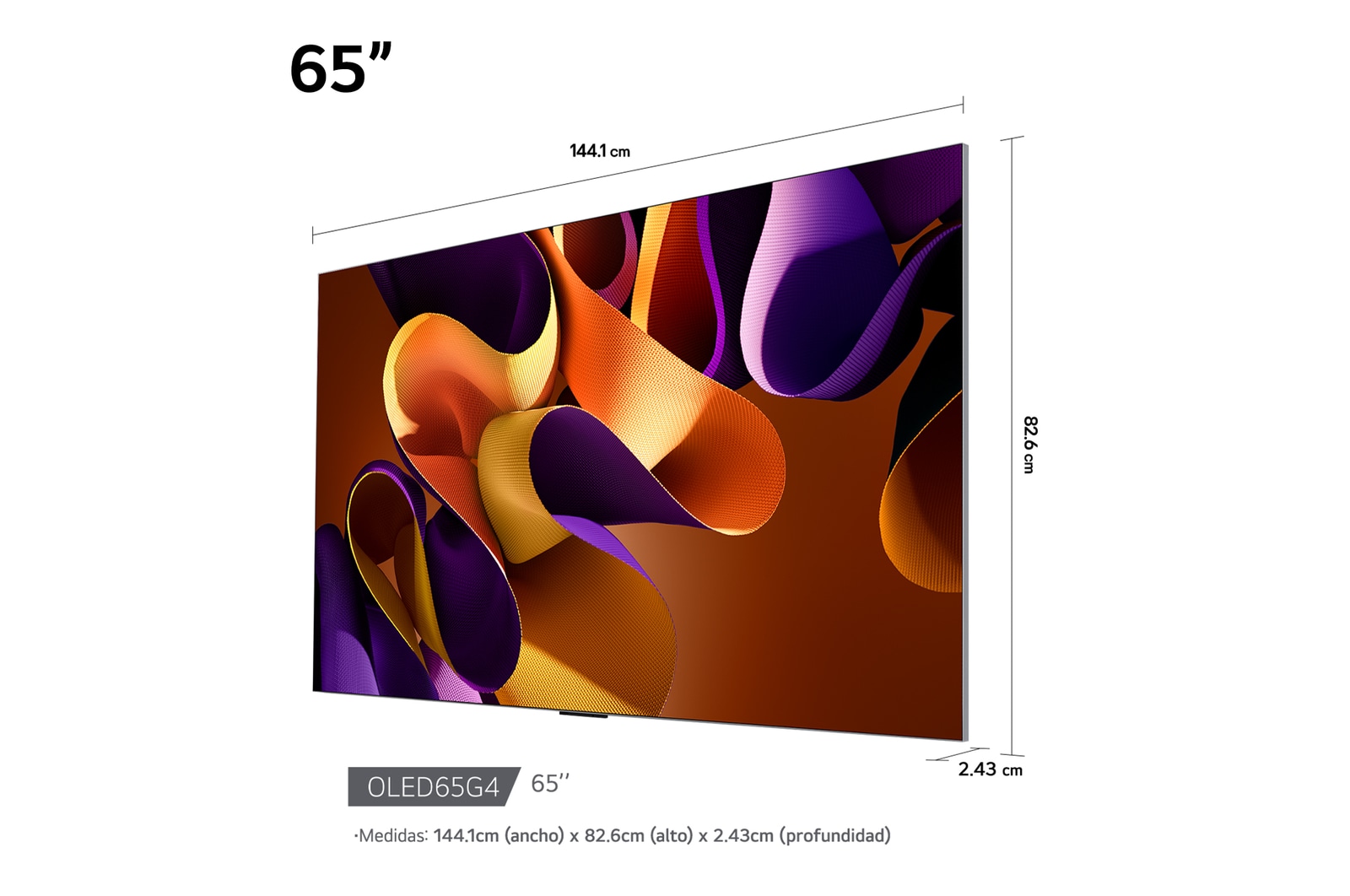 Slightly-angled left-facing side view of LG OLED evo TV, OLED G4 on the wall