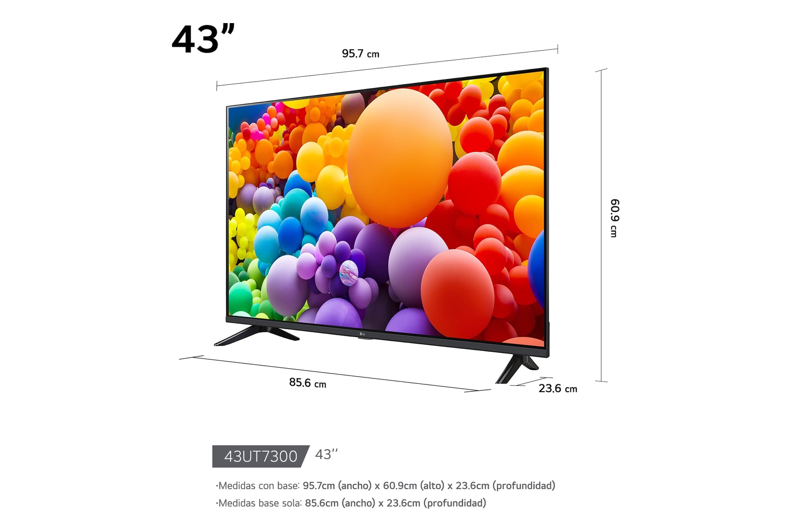 Vista frontal del LG UHD TV, UT73