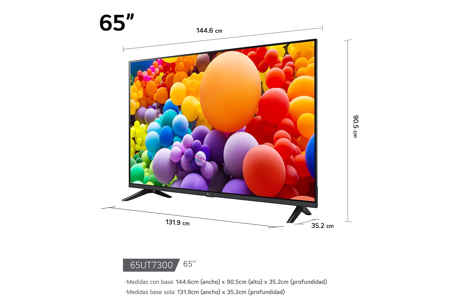 Vista frontal del LG UHD TV, UT73