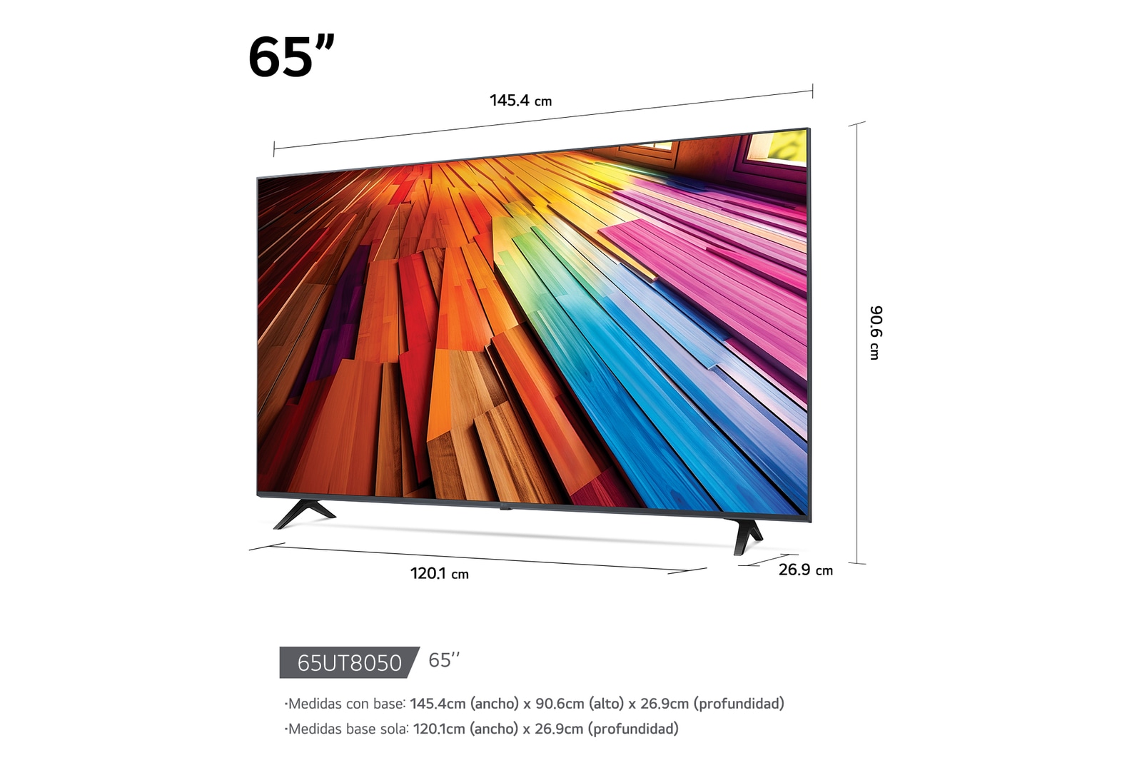 Vista frontal del TV LG UHD, UT80