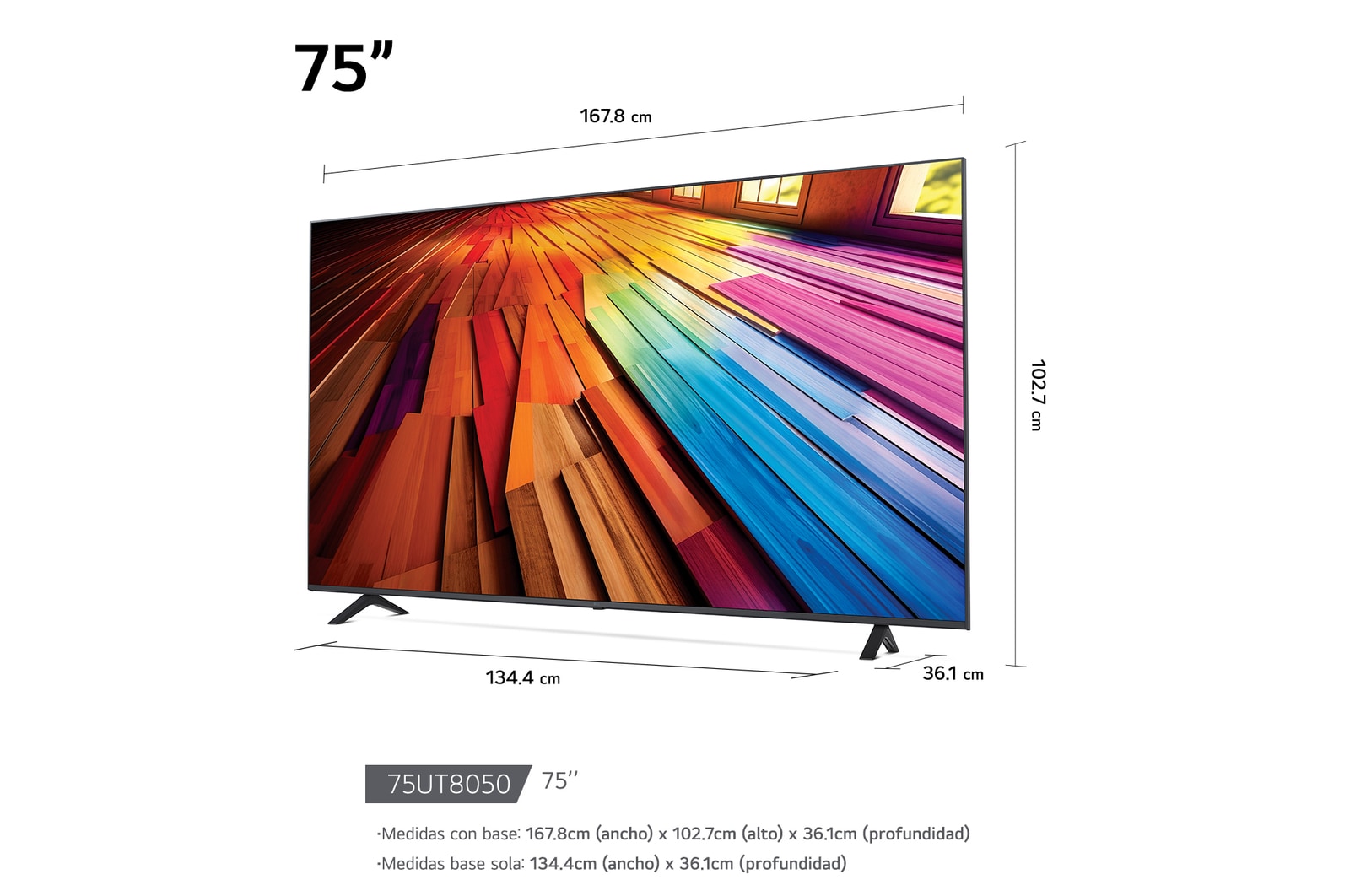 Vista frontal del TV LG UHD, UT80