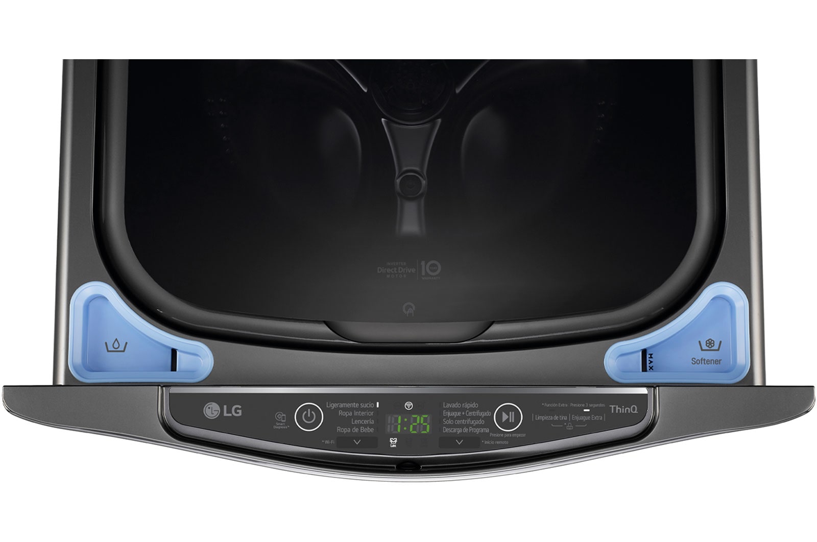 LG Lavadora de 2.5 kg, carga superior, TWINWash Mini, con Conectividad Wi-Fi, Negro Acero, WD2100BM