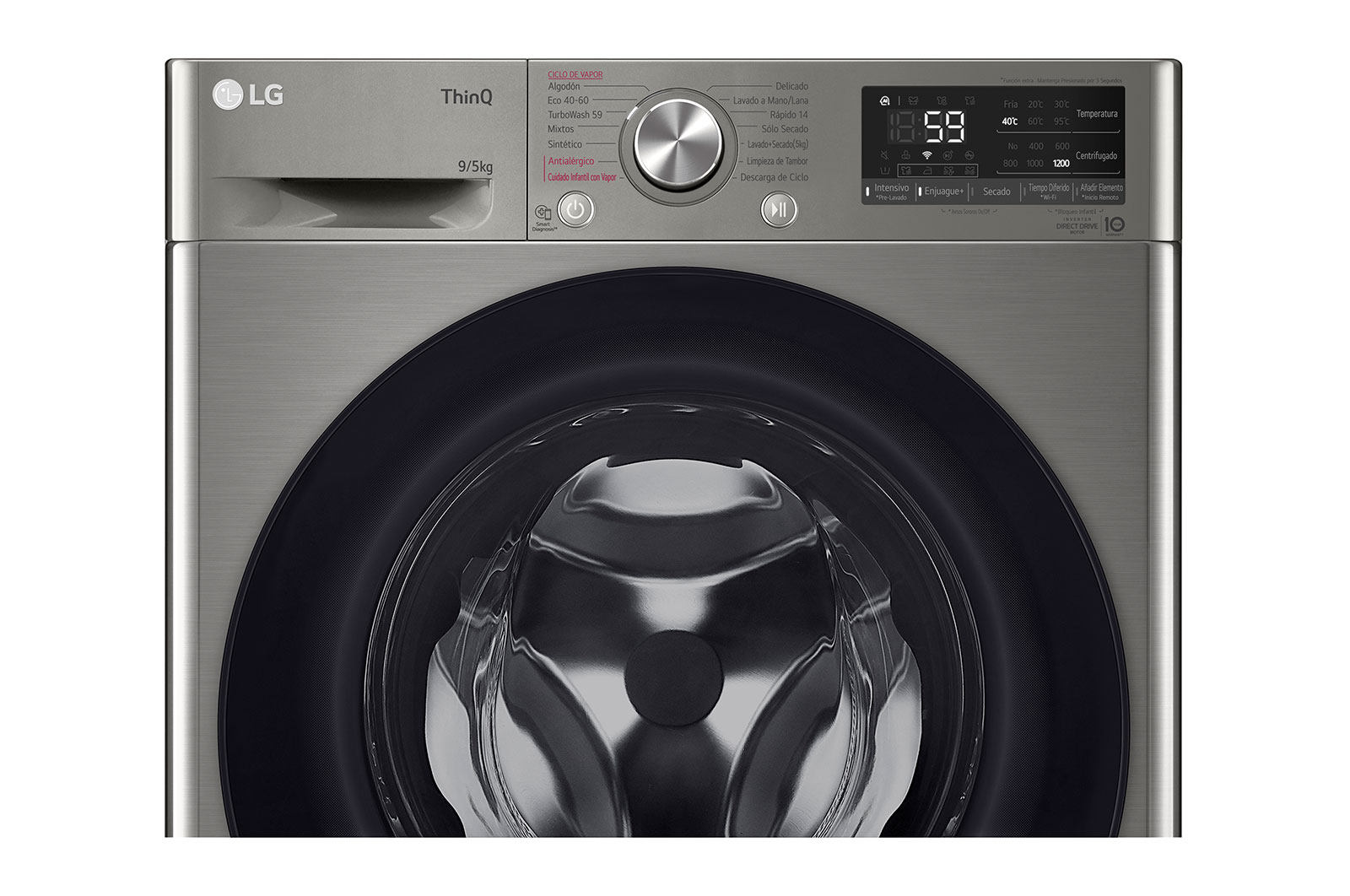 LG Lavaseca de 9Kg de Lavado y 5Kg de Secado, AI DD™ y ThinQ, WD9PVC4S6