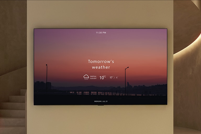Una pantalla de televisión muestra el tiempo de mañana.