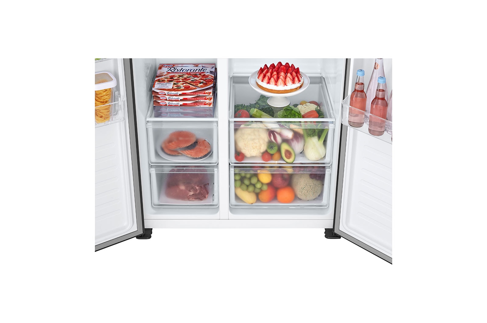 LG Refrigeradora LG Side by Side 509L con Múltiple Flujo de Aire, Total No Frost y Panel LED Táctil, GS51MPD