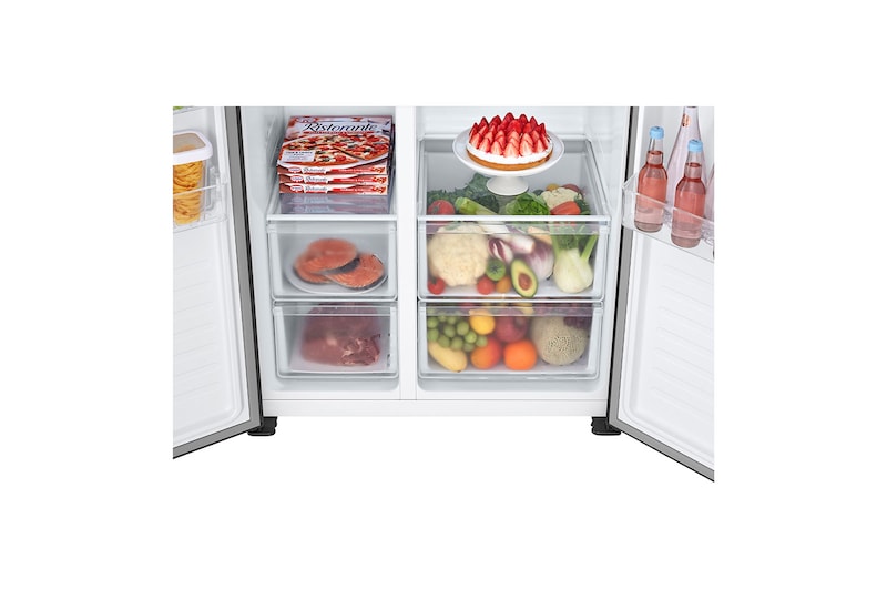 LG Refrigeradora LG Side by Side 509L con Múltiple Flujo de Aire, Total No Frost y Panel LED Táctil, GS51MPD