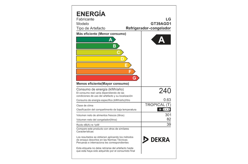 LG Refrigeradora LG Top Freezer 383L con Door Cooling y ThinQ, GT39AGD1