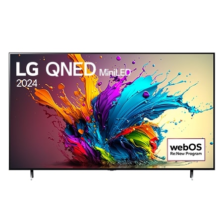 Vista frontal del LG QNED TV, QNED90