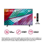 LG  LG UHD 43" UR8750 4K Smart TV con ThinQ AI (Inteligencia Artificial), 4K Procesador Inteligente α5 generación 6 (2023), 43UR8750PSA