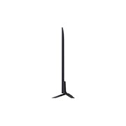 Vista lateral ligeramente inclinada hacia la izquierda del LG QNED TV, QNED80