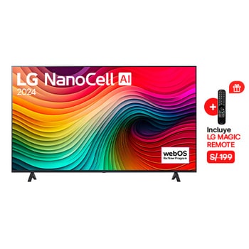 Vista frontal del LG NanoCell TV, NANO80