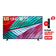 LG UHD 75" UR8750 4K Smart TV con ThinQ AI (Inteligencia Artificial), 4K Procesador Inteligente α5 generación 6 (2023), 75UR8750PSA