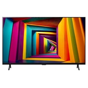 Vista lateral ligeramente inclinada hacia la izquierda de LG UHD TV, UT90