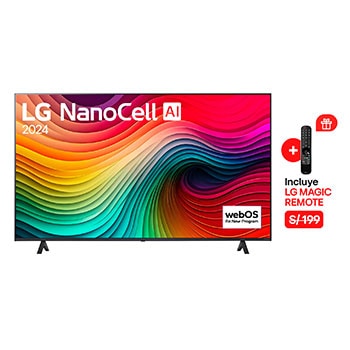 Vista frontal del LG NanoCell TV, NANO80