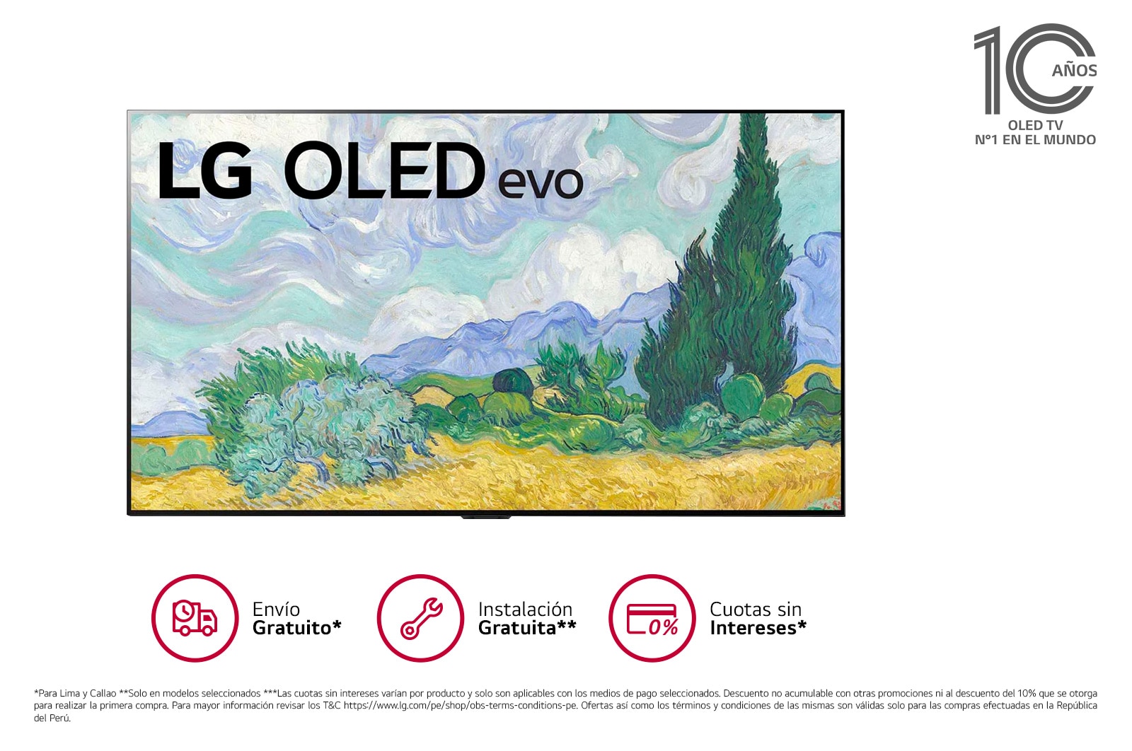 LG OLED evo 77'' G1 Diseño Galería 4K Smart TV con ThinQ AI (Inteligencia Artificial), 4K Procesador Inteligente α9 generación 4, OLED77G1PSA