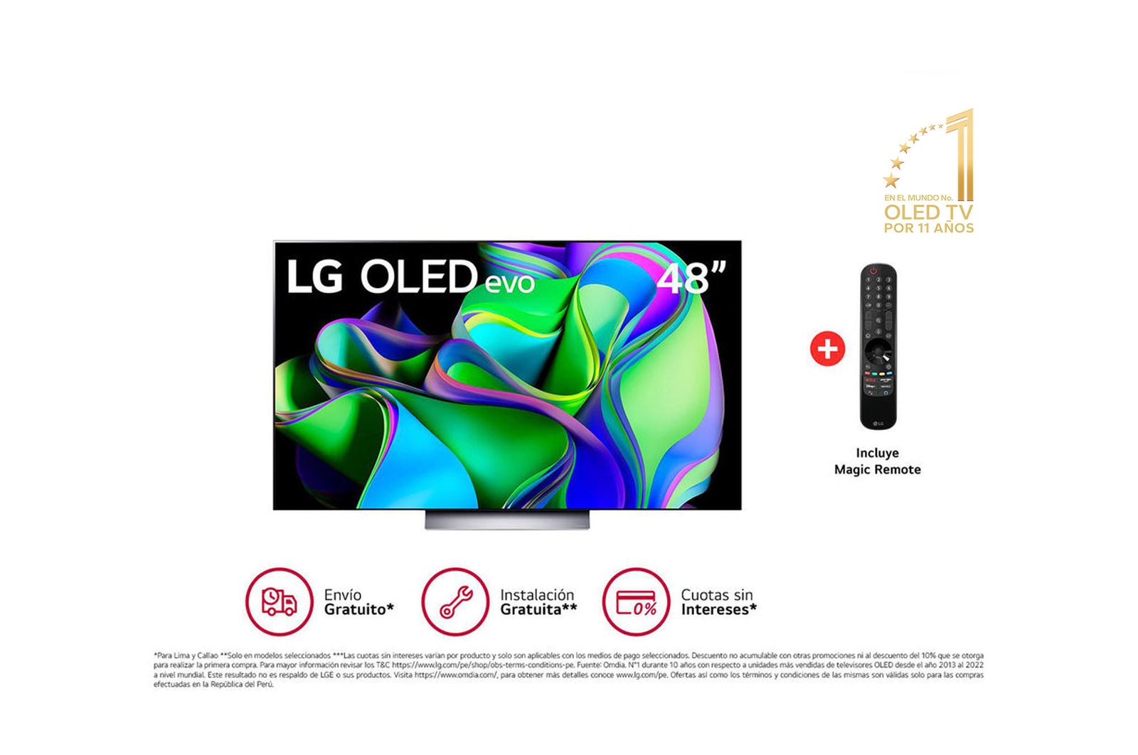 TV LG OLED evo 48 - 4K UHD - Procesador inteligente α9 Gen5 AI - Smart tv  webOS - OLED48C2PSA