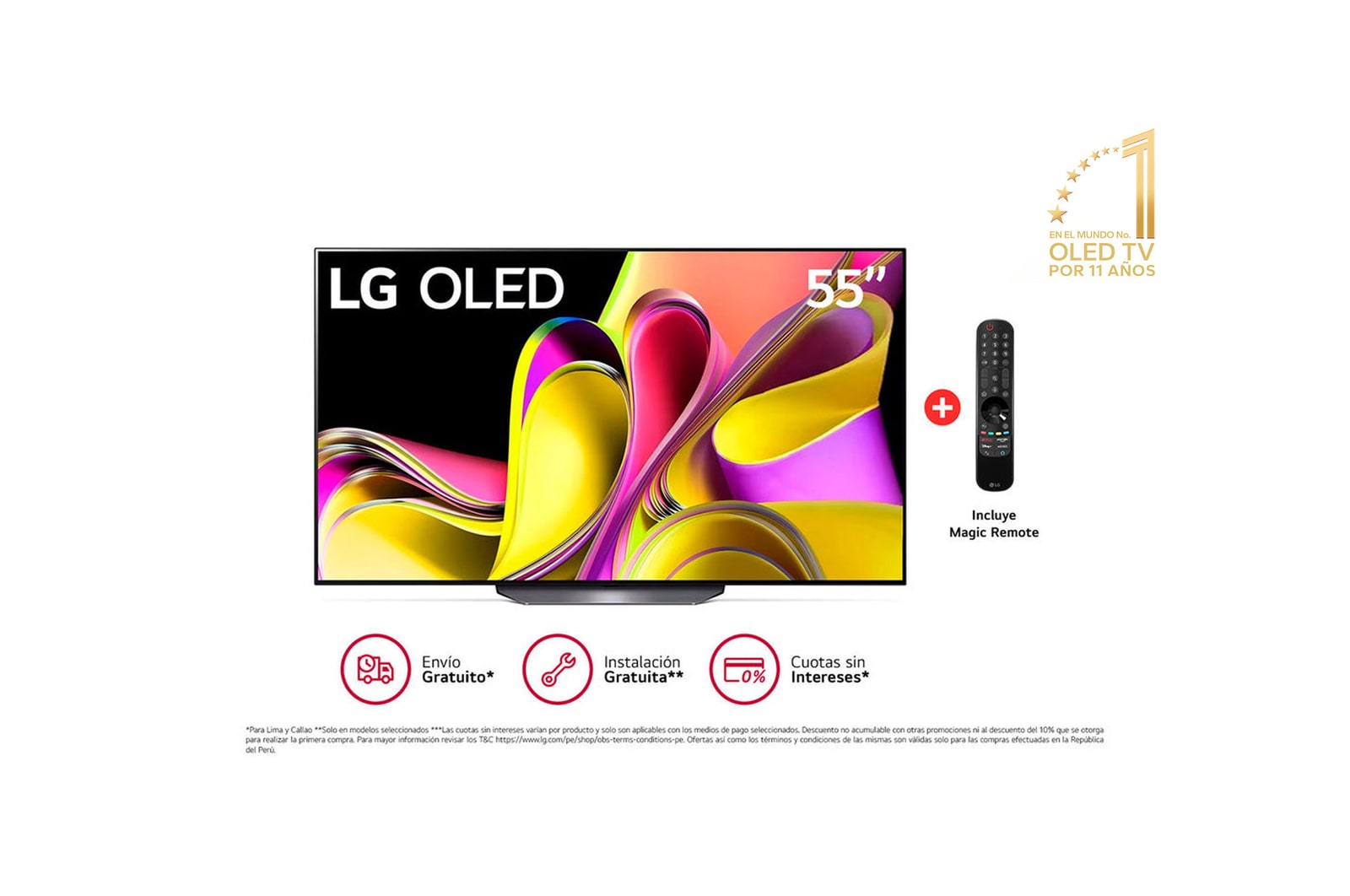 LG Televisor inteligente OLED OLED55B3PUA de 55 pulgadas serie B3 de 55  pulgadas, 2023 - TV 4K alimentado por IA, Alexa integrado, negro
