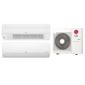 LG HVAC Multi Split units, consisting of multiple indoor units connected to a single outdoor unit, are displayed.