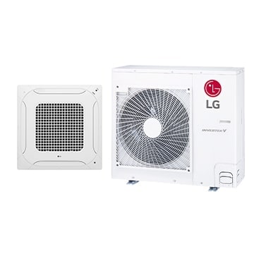 LG HVAC Single Split units, with one indoor unit connected to one outdoor unit, are displayed.