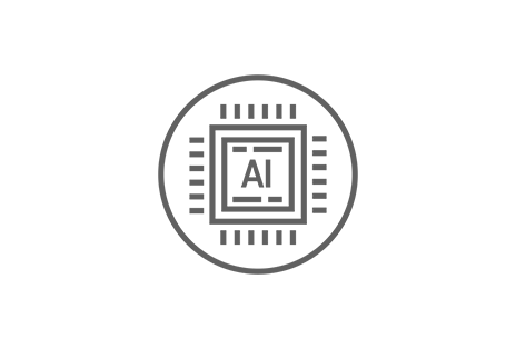 The AI chip, outlined in black, is showcased at the center of a circular shape.