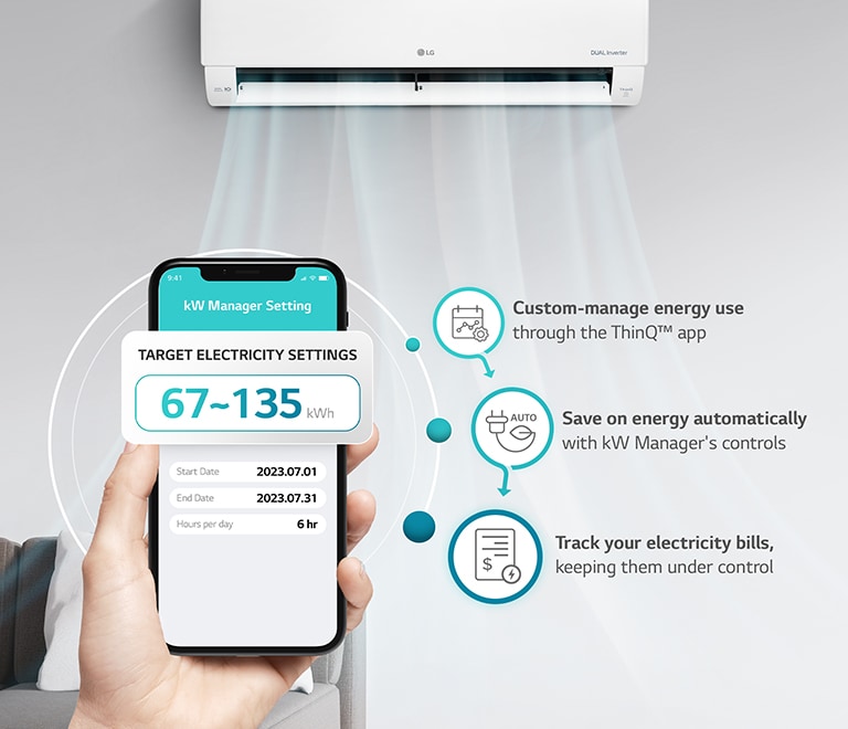 The air conditioner consumption energy can be used within the pre-populated target setting amount.