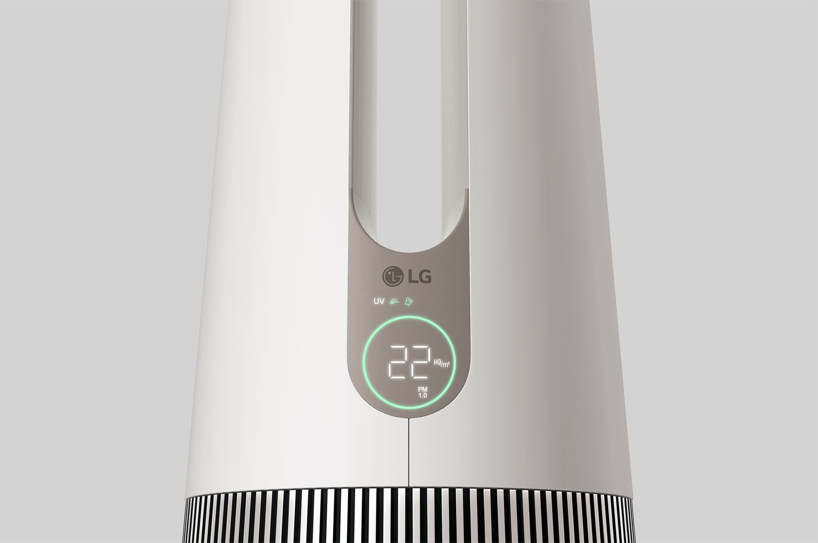 LG PuriCare™ AeroTower™ Air Purifying Fan in Beige with HEPA Filter and UVnano™ Technology   , FS15GPBK0