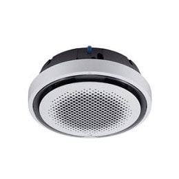 The LG HVAC Round Cassette, which has a circular grille for distributing air evenly, is displayed.