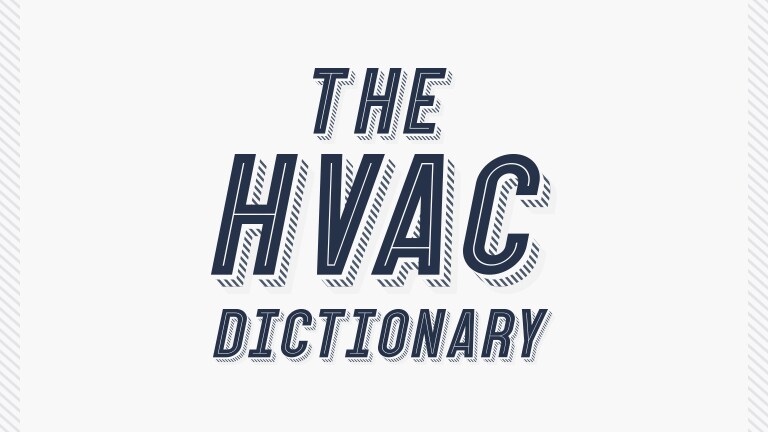 The poster-looking banner with the “The HVAC DICTIONARY” text is placed at the center.