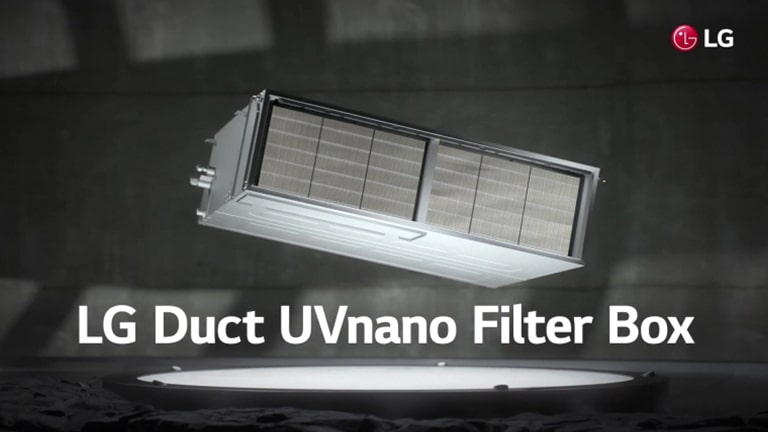 The LG Duct UVnano Filter Box is situated in the middle, and the phrase 'LG Duct UVnano Filter Box' is written underneath