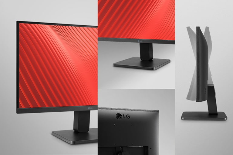 This display has a slim bezel on three sides, and the monitor offering tilt adjustment.