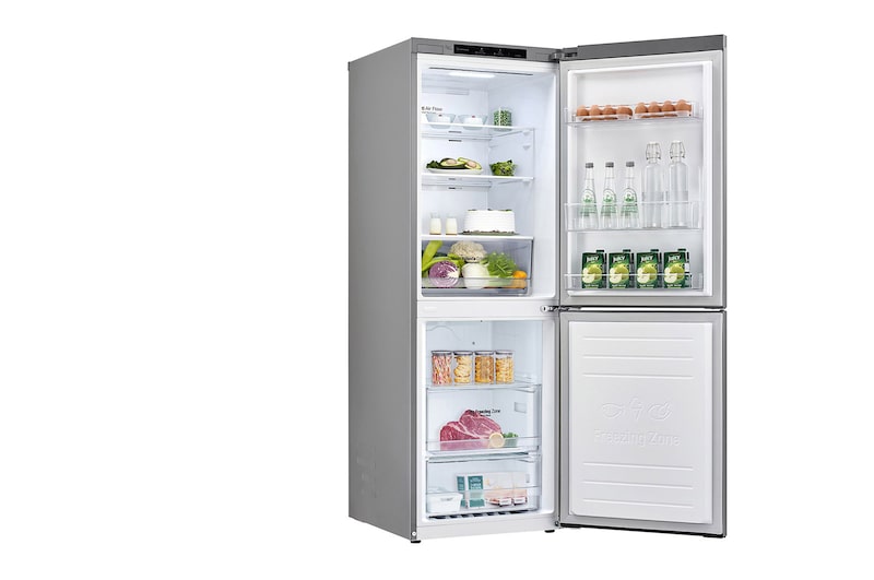 LG 11.8 Cu. Ft. Bottom Freezer Refrigerator with Door Cooling+ in Platinum Silver, GR-B369NLRM