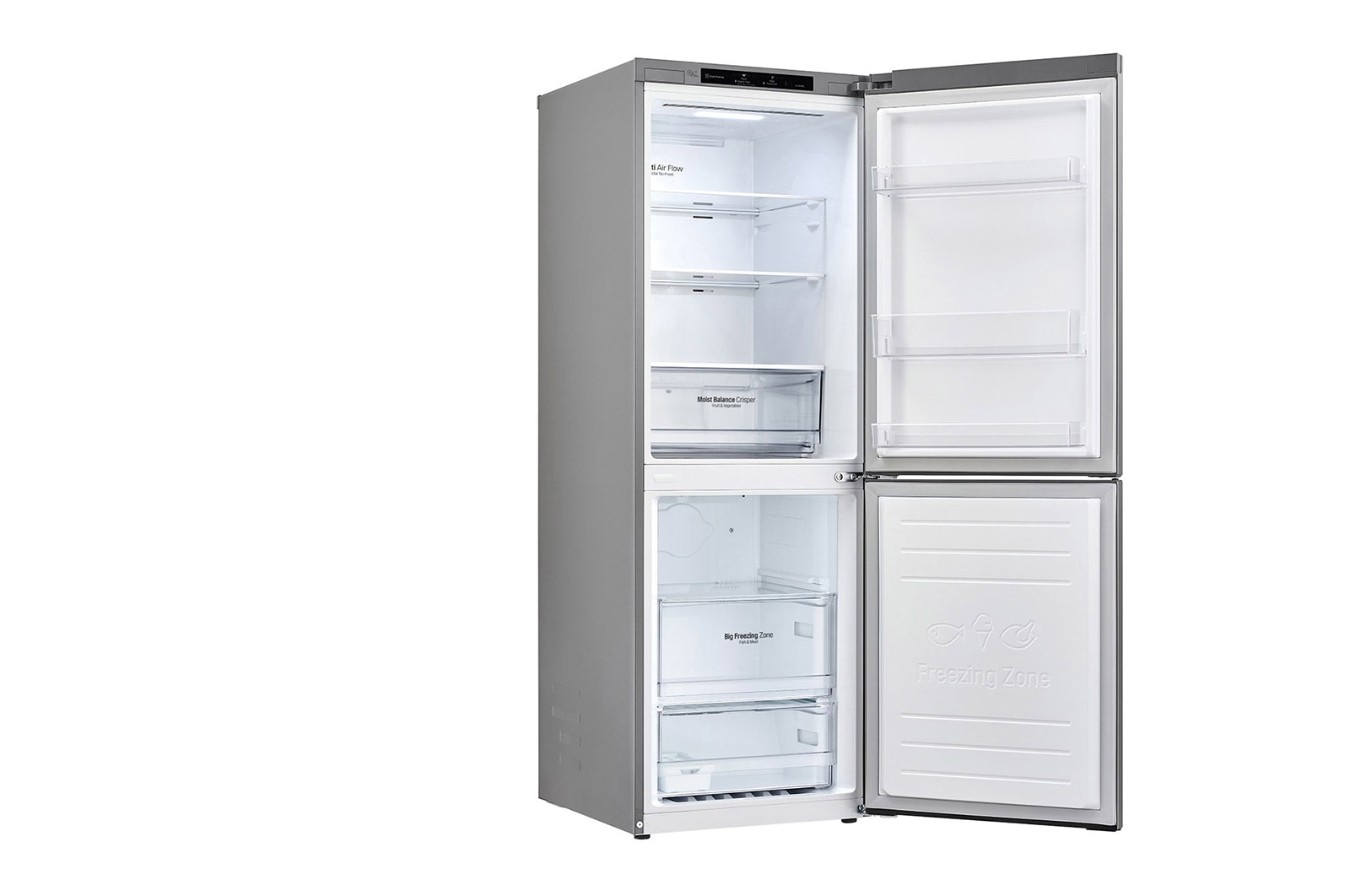 LG 11.8 Cu. Ft. Bottom Freezer Refrigerator with Door Cooling+ in Platinum Silver, GR-B369NLRM