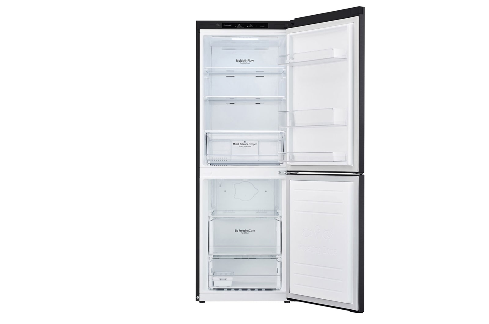 LG 11.8 Cu. Ft. Bottom Freezer Refrigerator with Door Cooling+ in Matte Black Steel, GR-B369NQRM