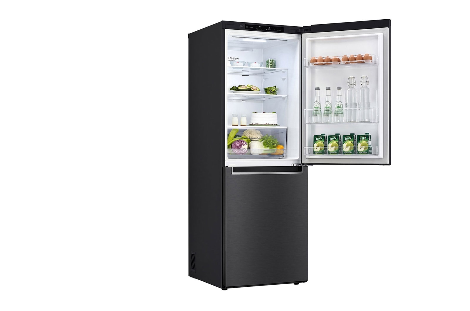 LG 11.8 Cu. Ft. Bottom Freezer Refrigerator with Door Cooling+ in Matte Black Steel, GR-B369NQRM