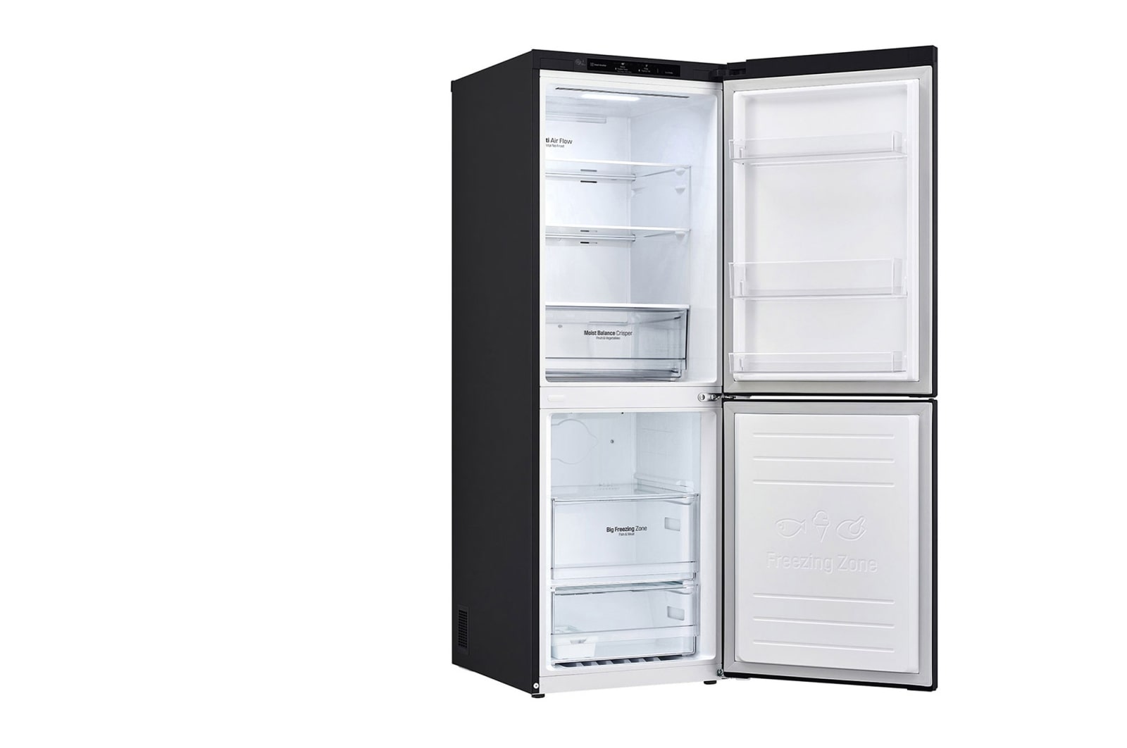 LG 11.8 Cu. Ft. Bottom Freezer Refrigerator with Door Cooling+ in Matte Black Steel, GR-B369NQRM