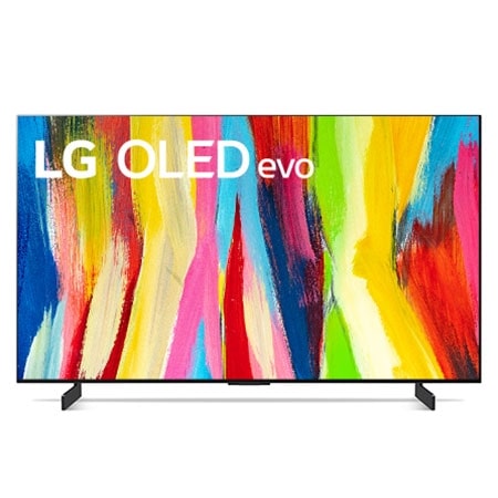 Front view with LG OLED evo Gallery Edition on the screen