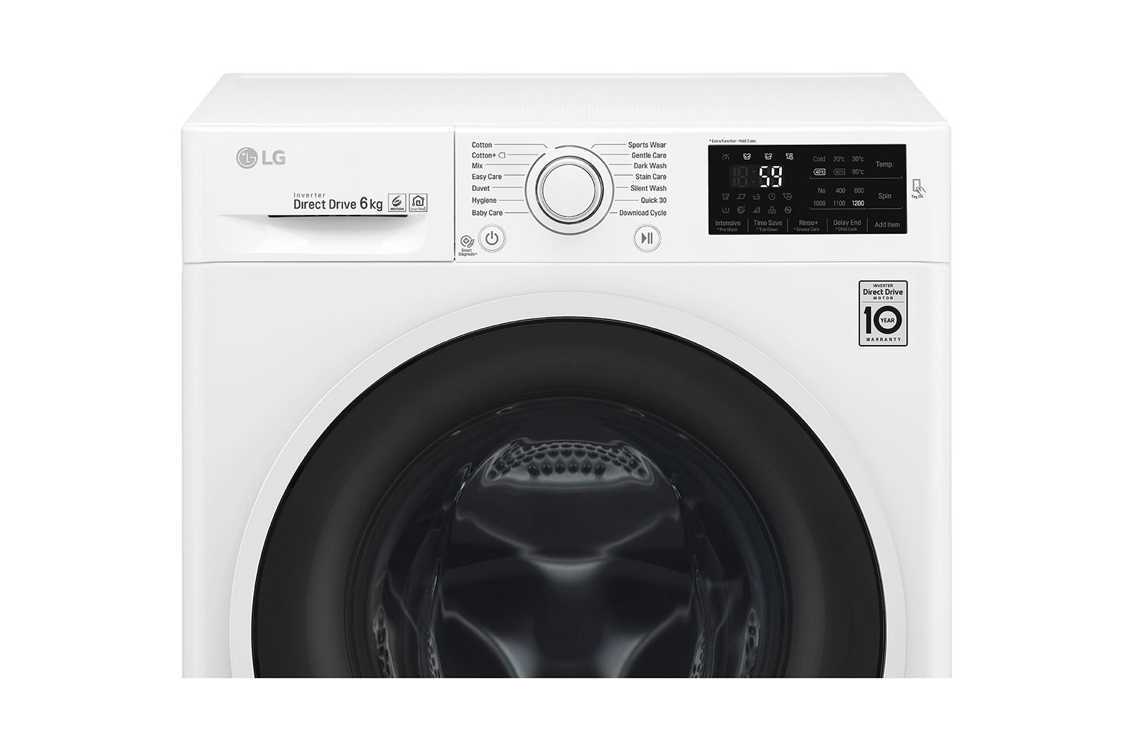 LG 6.0  Kg Front Load Washing Machine, Inverter Direct Drive, 6 Motion Technology, FC1206N4W