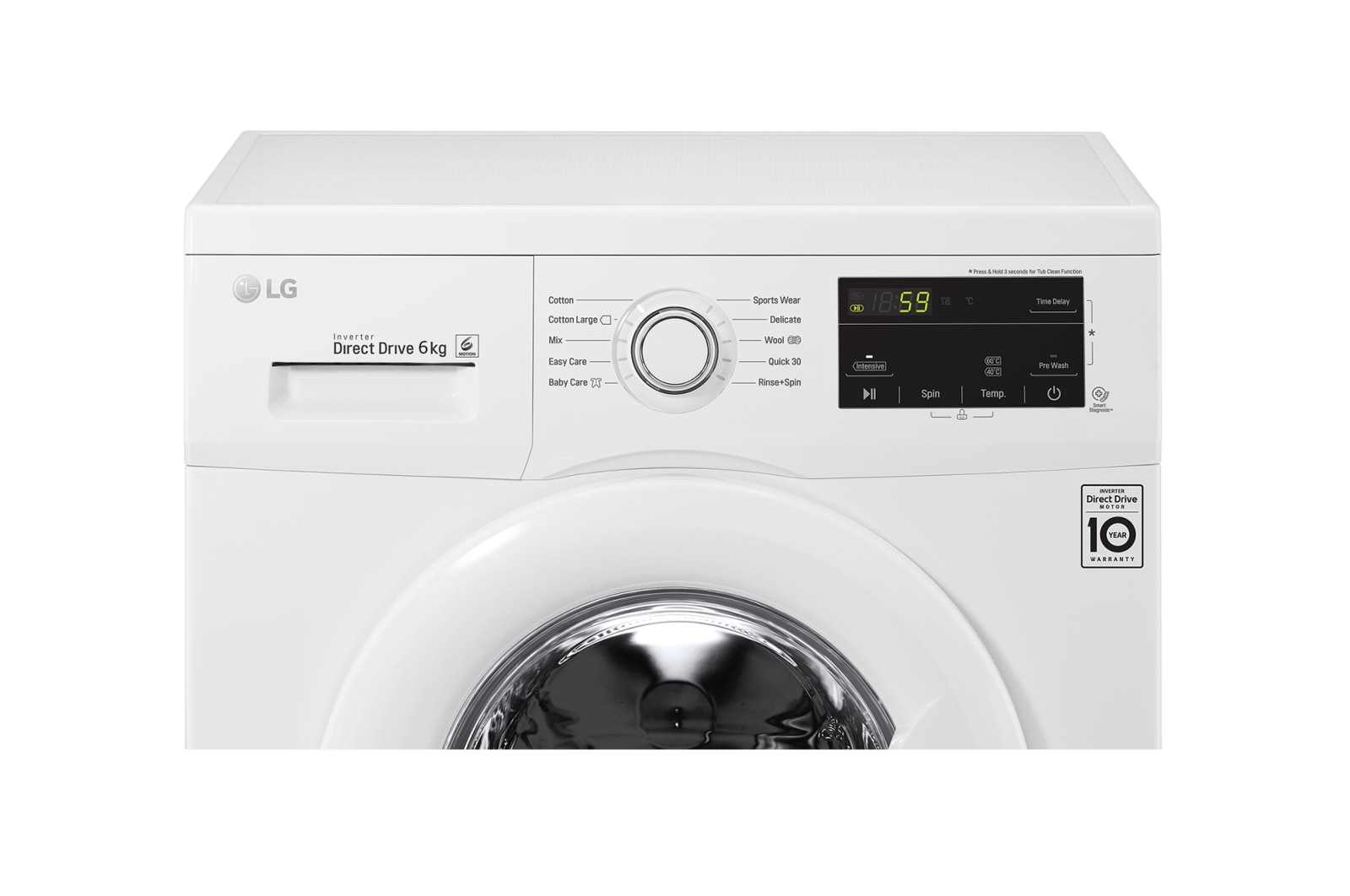 LG 6KG Front Load Washing Machine with Inverter Direct Drive Motor, FM1006N3W