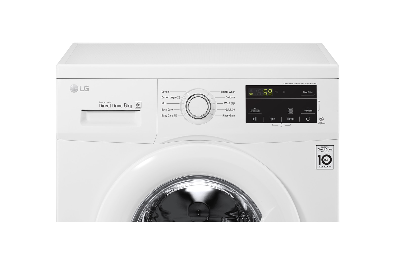 LG 8KG Front Load Washing Machine with Inverter Direct Drive Motor, FM1008N3W