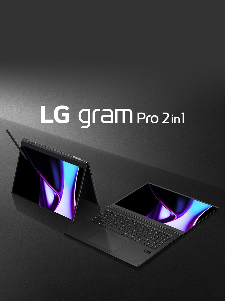 LG gram Pro 2-in-1 groupscene-tent mode and flat mode.