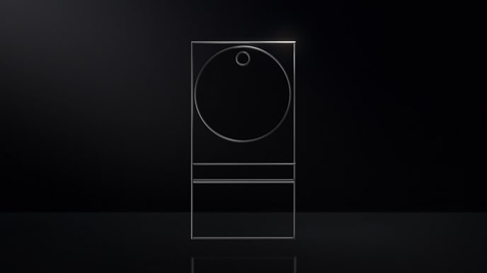 Thin silver color outline that indicates product appearance of LG SIGNATURE Washing Machine.