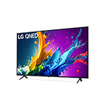 Widok z lewej strony lekko pod kątem na LG QNED TV, QNED80