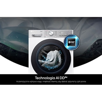 Technologia AI DD w pralko-suszarce 13/7 kg LG F4D37952W dobierająca optymalne ruchy piorące dla ochrony tkanin.
