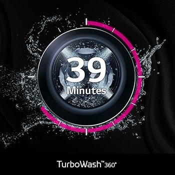 Funkcja TurboWash 360 w pralko-suszarce LG F4D37952W umożliwiająca pełne pranie w zaledwie 39 minut.