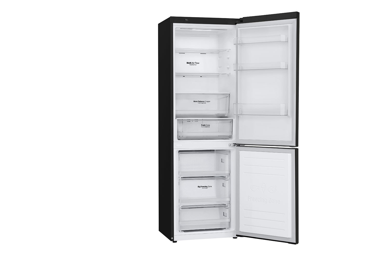 LG Lodówko-zamrażarka LG V+ | 1,86m | czarna | DoorCooling+™ | Total No Frost | 36db | LinearCooling™ | 341 L | GBF61BLHMN, GBB61BLHMN