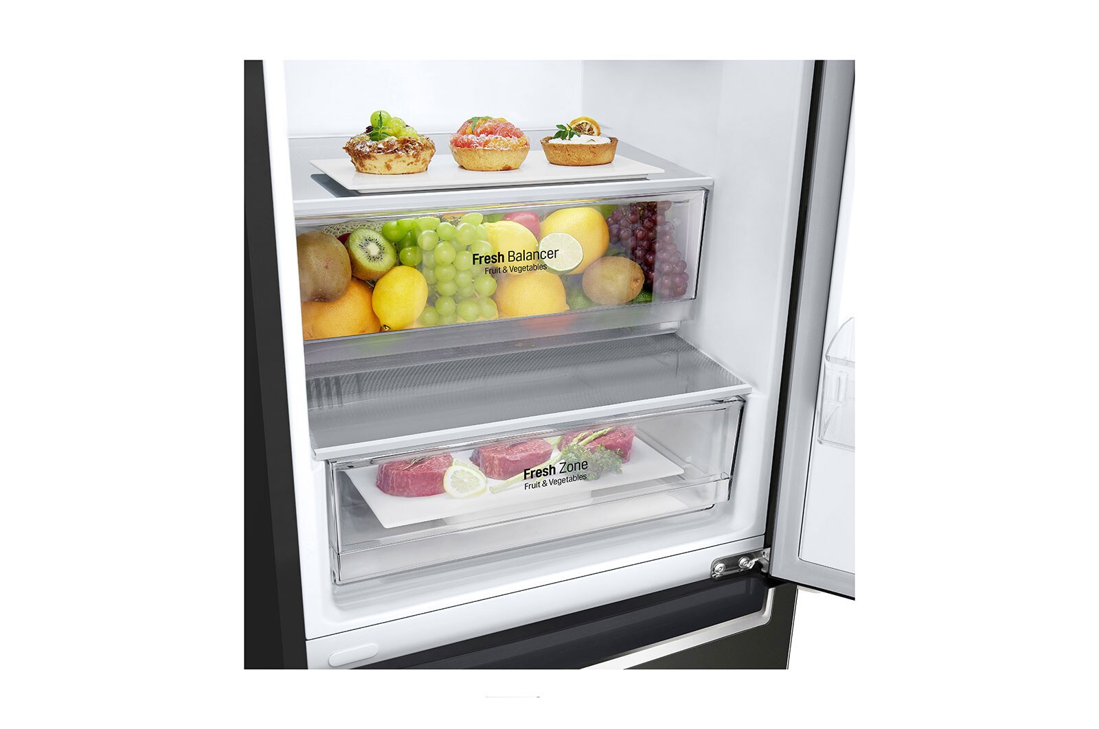 LG Lodówko-zamrażarka LG V+ | 1,86m | czarna | DoorCooling+™ | Total No Frost | 36db | LinearCooling™ | 341 L | GBF61BLHMN, GBF61BLHMN