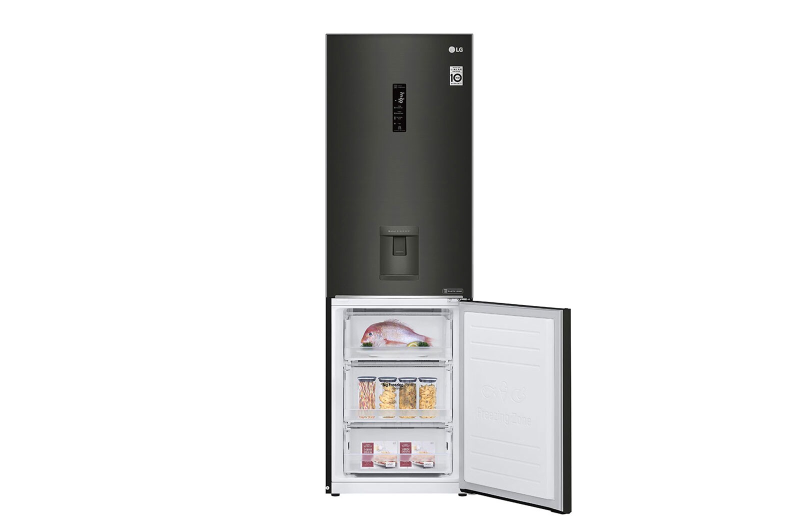 LG Lodówko-zamrażarka LG V+ | 1,86m | czarna | DoorCooling+™ | Total No Frost | 36db | LinearCooling™ | 341 L | GBF61BLHMN, GBF61BLHMN