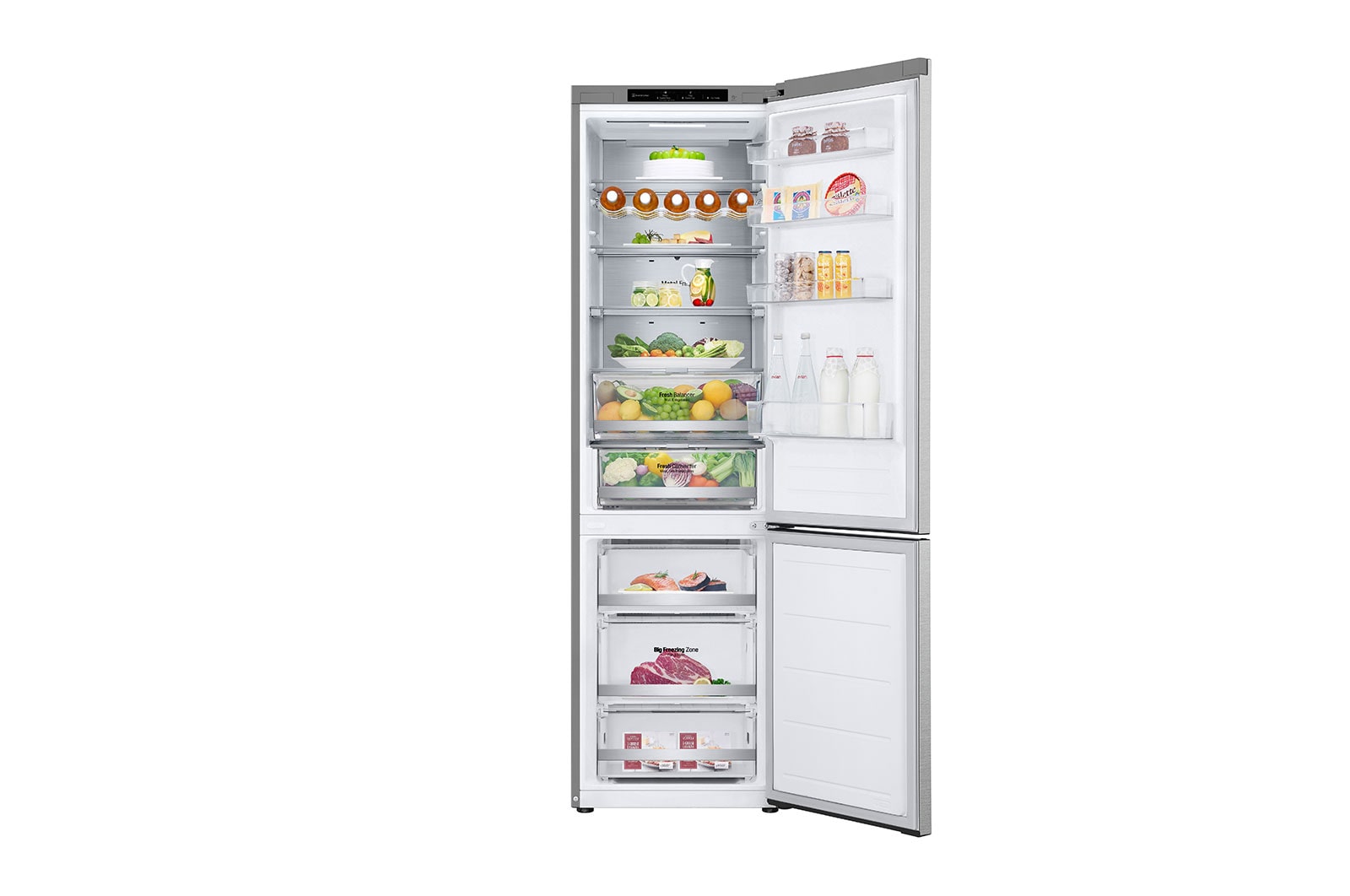 LG Lodówko-zamrażarka LG | srebrna | 2.03 m | klasa C | DoorCooling+™ |Total No Frost | ZeroClearance | 387 L | GBV7280CMB, GBV7280CMB