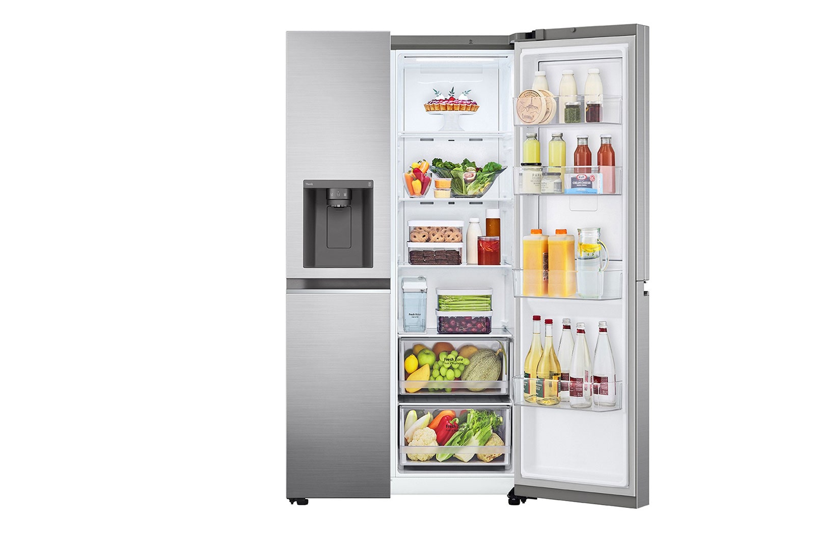 LG Lodówko-zamrażarka LG Side-by-Side | srebrna | ThinQ  | 635L | DoorCooling+ |Total No Frost | GSJV71PZTE, GSJV71PZTE